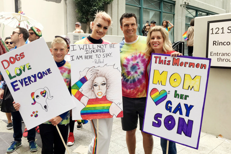 Image: Wendy Vonsosen marches with her family in the 2017 San Francisco Pride parade.