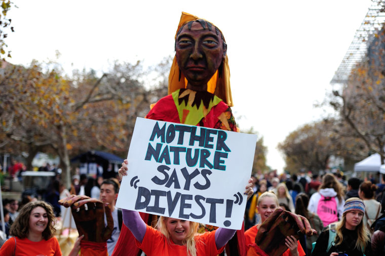 Image: Students from Fossil Free Cal protest UC investment in fossil fuel companies