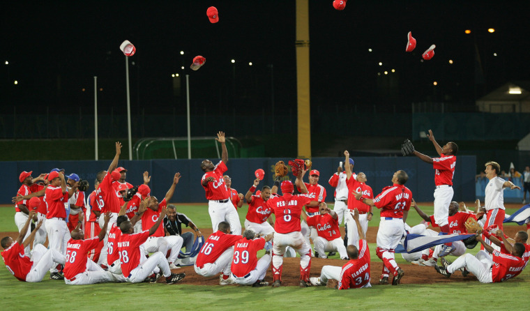 Image: Cuba celebrate Olympic baseball gold