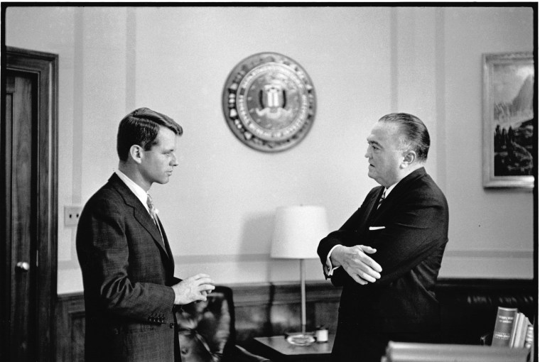 Image: RFK confers with FBI director J. Edgar Hoover in his office.