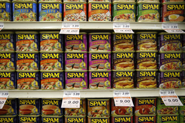 Image: Spam on supermarket shelves
