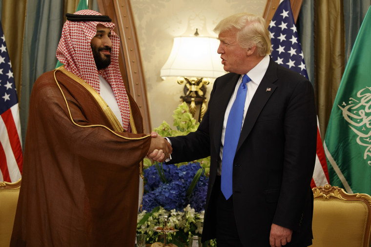 Image: President Donald Trump shakes hands with Saudi Deputy Crown Prince and Defense Minister Mohammed bin Salman in Riyadh