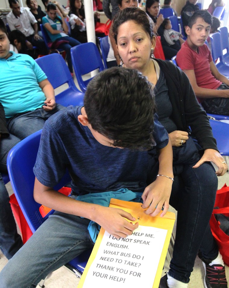 Image: Karen Hernandez at the Catholic Charities Humanitarian Respite Center