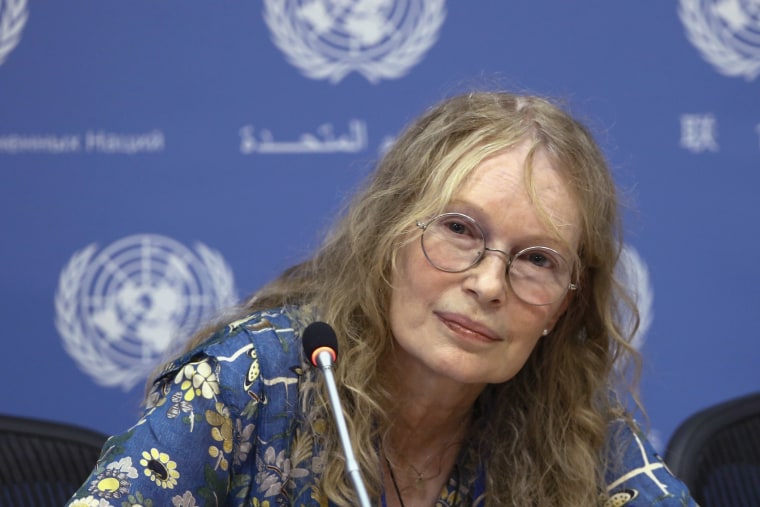 Mia Farrow at the U.N. headquarters in 2014