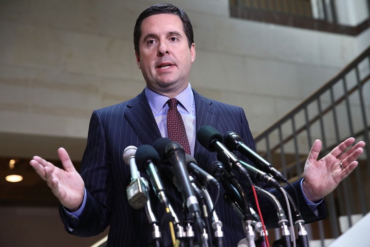 Image: Rep. Devin Nunes, R-Calif., speaks to reporters at the U.S. Capitol