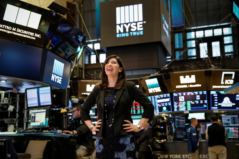 Image: New York Stock Exchange (NYSE) Chief Operating Officer Stacey Cunningham, who will be the NYSE's first female president, poses on the floor of the NYSE in New York, May 22, 2018.