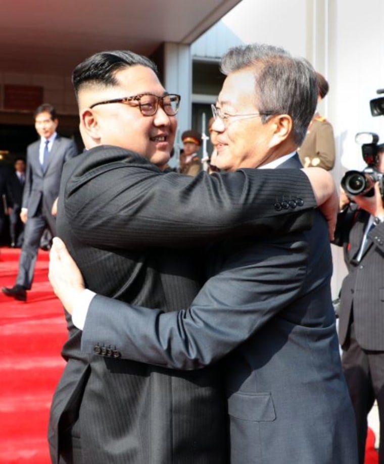 North Korean leader Kim Jong Un and South Korean President Moon Jae-in.