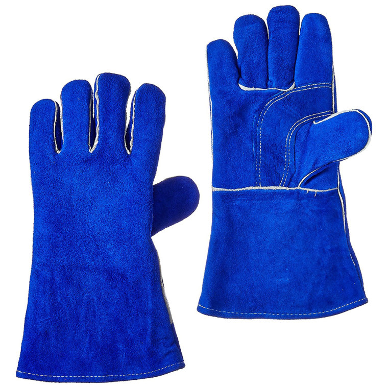 US Forge 400 Welding Gloves Lined Leather, Blue - 14"