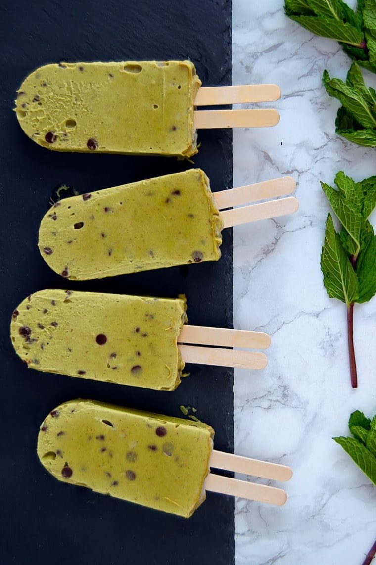 Mint Chocolate Chip Popsicles