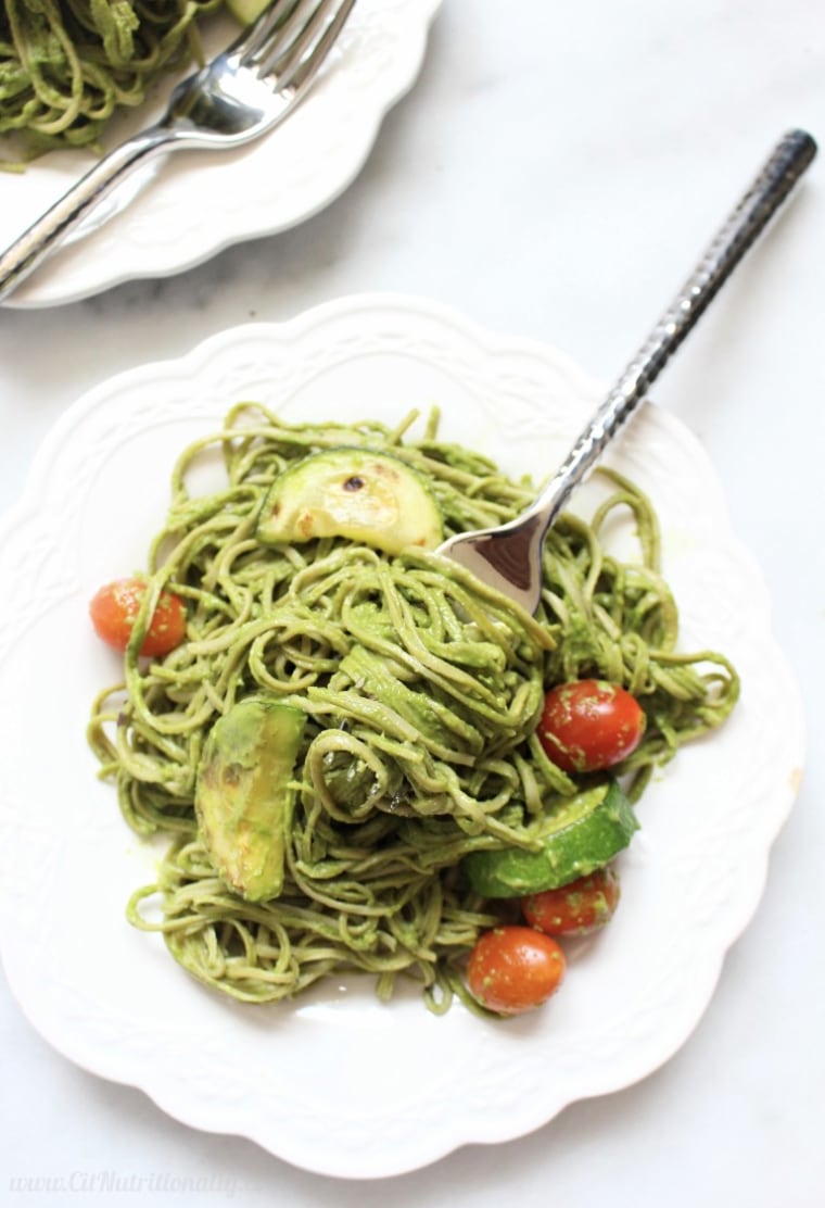 Creamy Avocado Pasta with Cherry Tomatoes and Zucchini