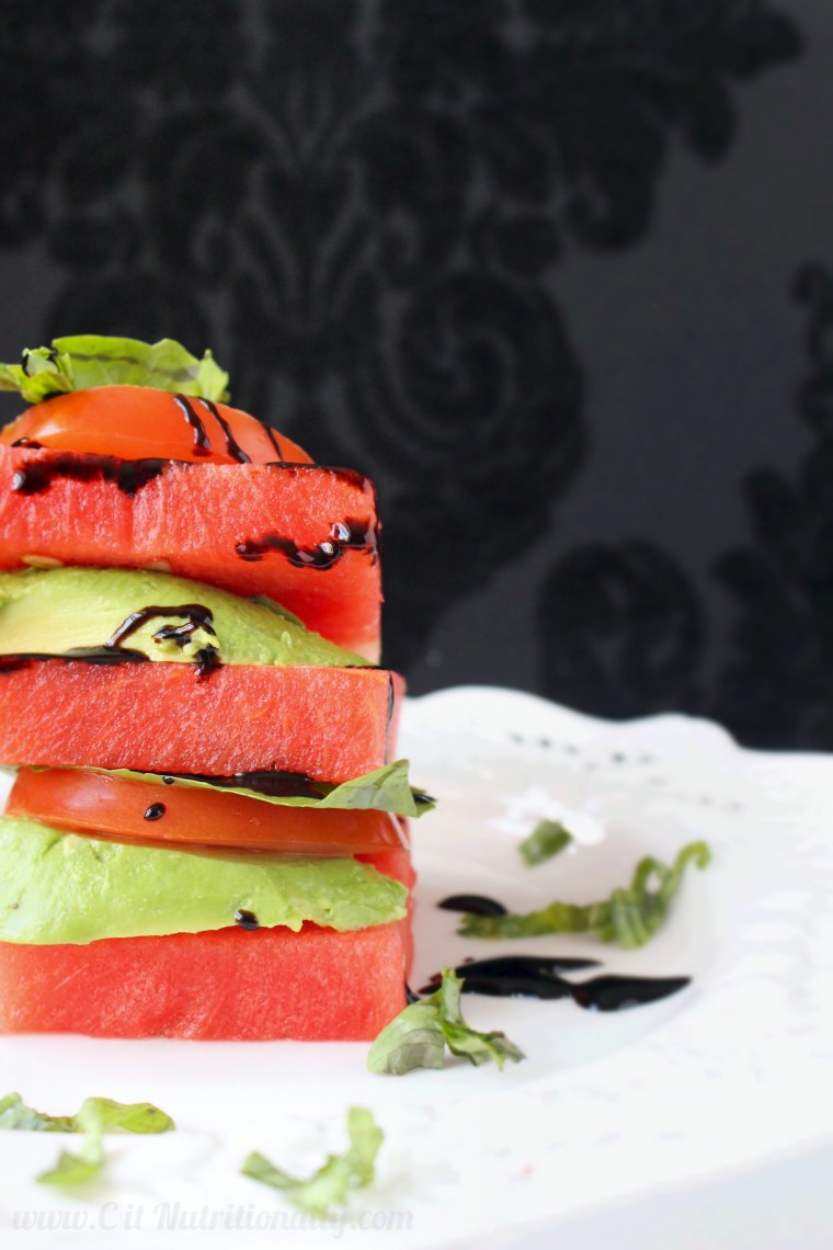 Watermelon Avocado Tomato Stack