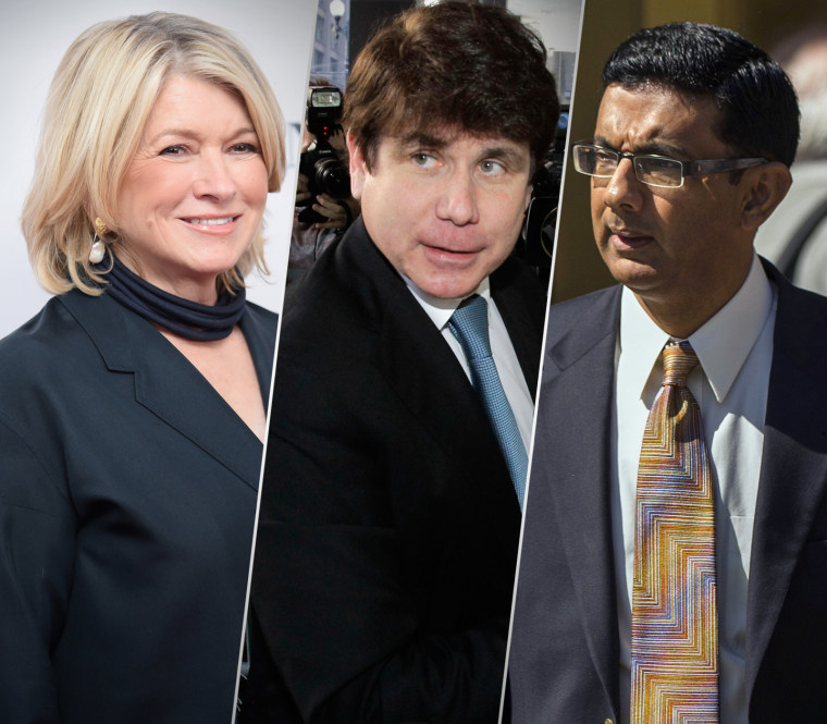 Martha Stewart, Rod Blagojevich and Dinesh D'Souza