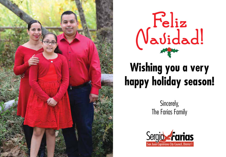 Image: San Juan Capistrano Mayor Sergio Farias' holiday card