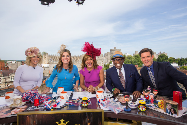 Megyn Kelly, Savannah Guthrie, Hoda Kotb, Al Roker and Keir Simmons for the wedding of Prince Harry and Meghan Markle at Windsor Castle