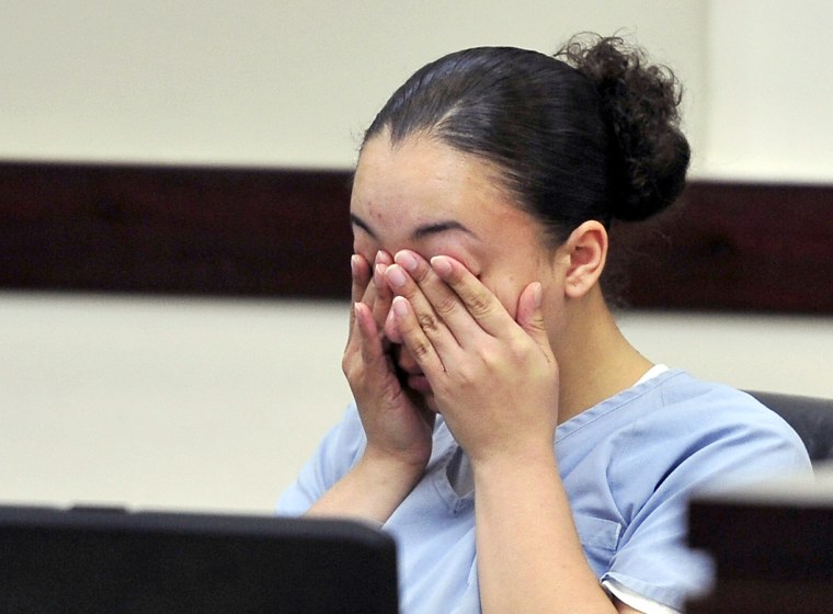 Image: Cyntoia Brown reacts during her hearing in Nashville, Tennessee, Nov. 13, 2012.