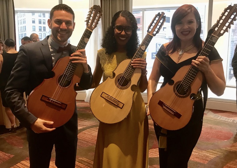 Luis Sanz, Fabiola Mendez and Maribel Delgado at the National Puerto Rican Day Parade gala.