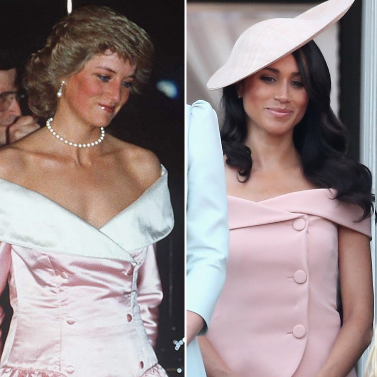 Meghan markle pink off hotsell shoulder dress