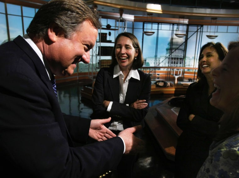 Authors and former colleagues Erin Fogarty Owen and Betsy Fischer Martin talk with Tim Russert in Washington, D.C.