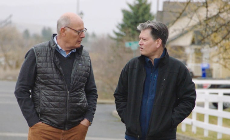 Image: Jimmy Miller, right, speaks with NBC News journalist Harry Smith