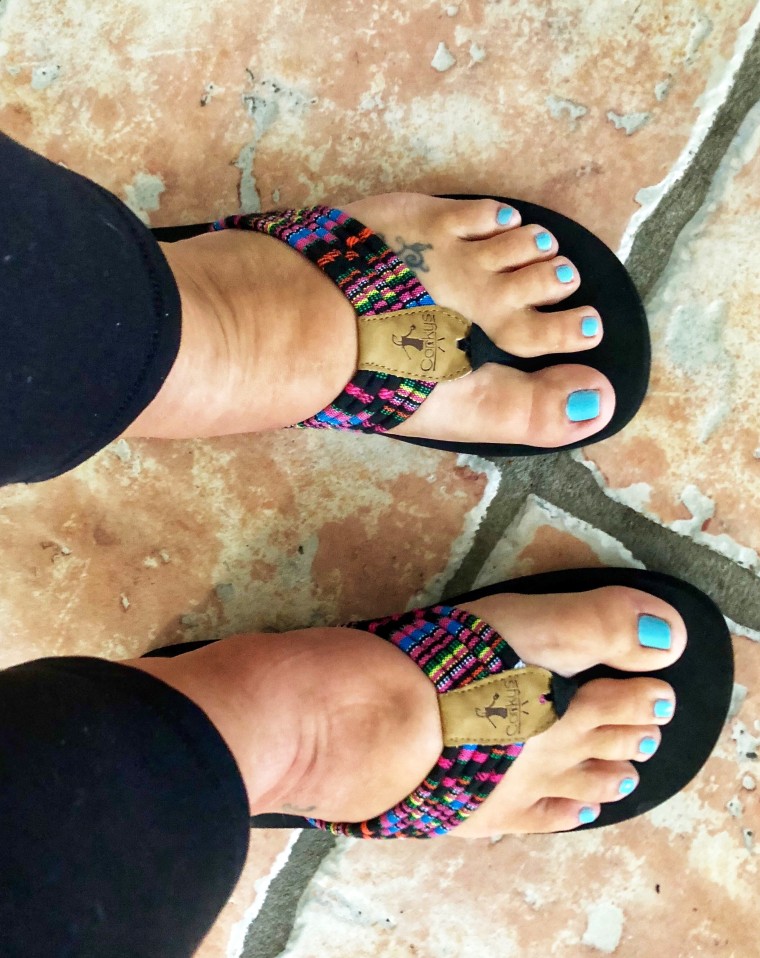 Corky's flip-flops keep my feet from hurting while walking on my Florida tile floors.