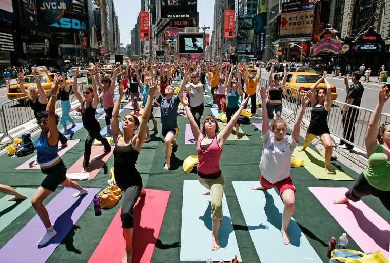 Image: Yoga Practitioners Greet Summer Solstice In Times Square
