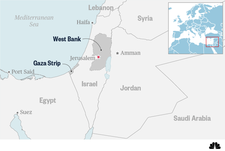 Image: Map showing Israel, Gaza and the West Bank