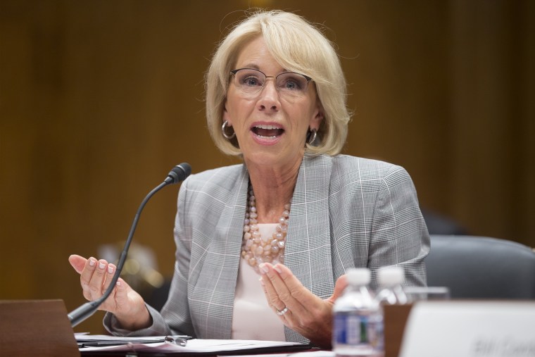 Image: Secretary of Education Betsy DeVos appears before a Senate Appropriations subcommittee hearing