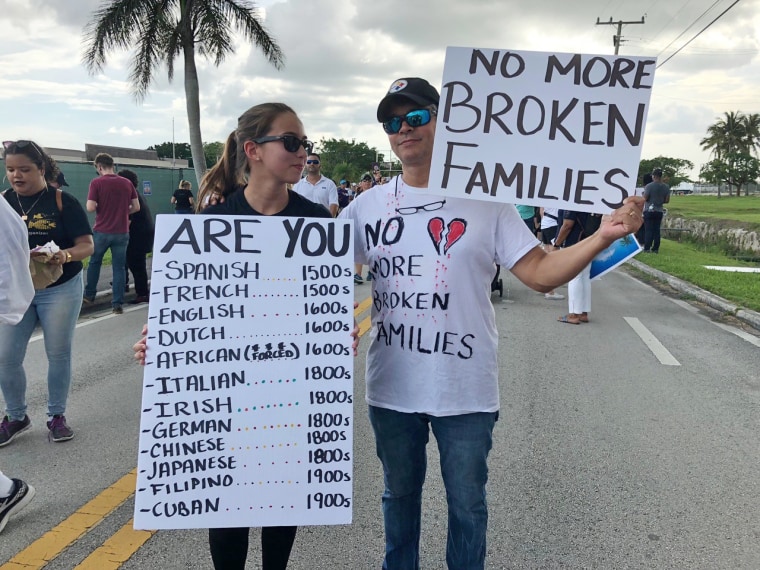 Marchers gather in Homestead, Florida near a shelter housing children who were separated from their parents after crossing the U.S.-Mexico border.