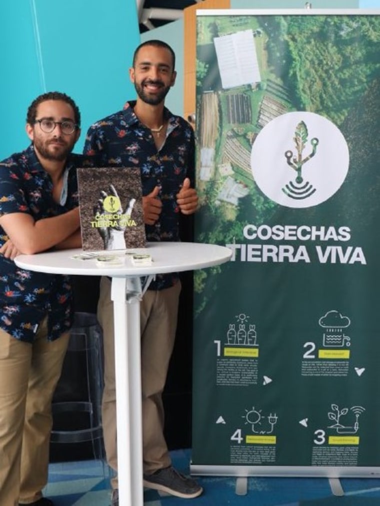 Agro-entrepreneurs Franco Marcano and Eduardo Burgos from Cosechas Tierra Viva in Las Piedras, Puerto Rico