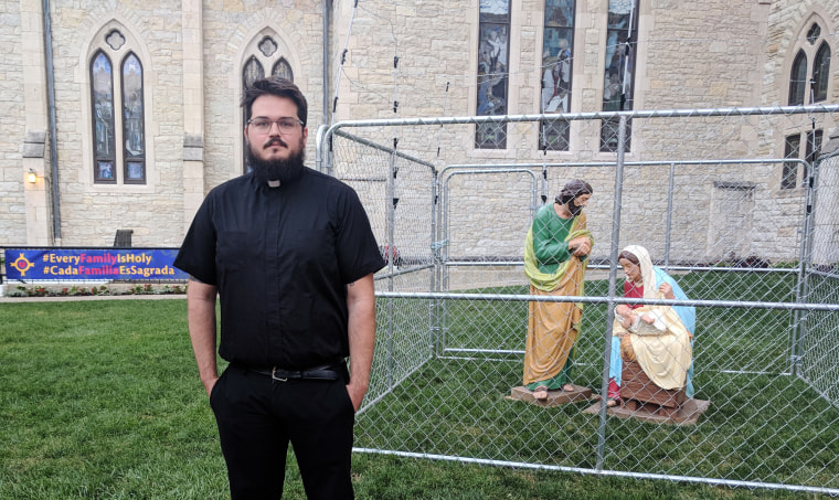 Reverend Canon Lee Curtis arranged to place the statues of Jesus and Mary behind a cage at the Christ Church Cathedral