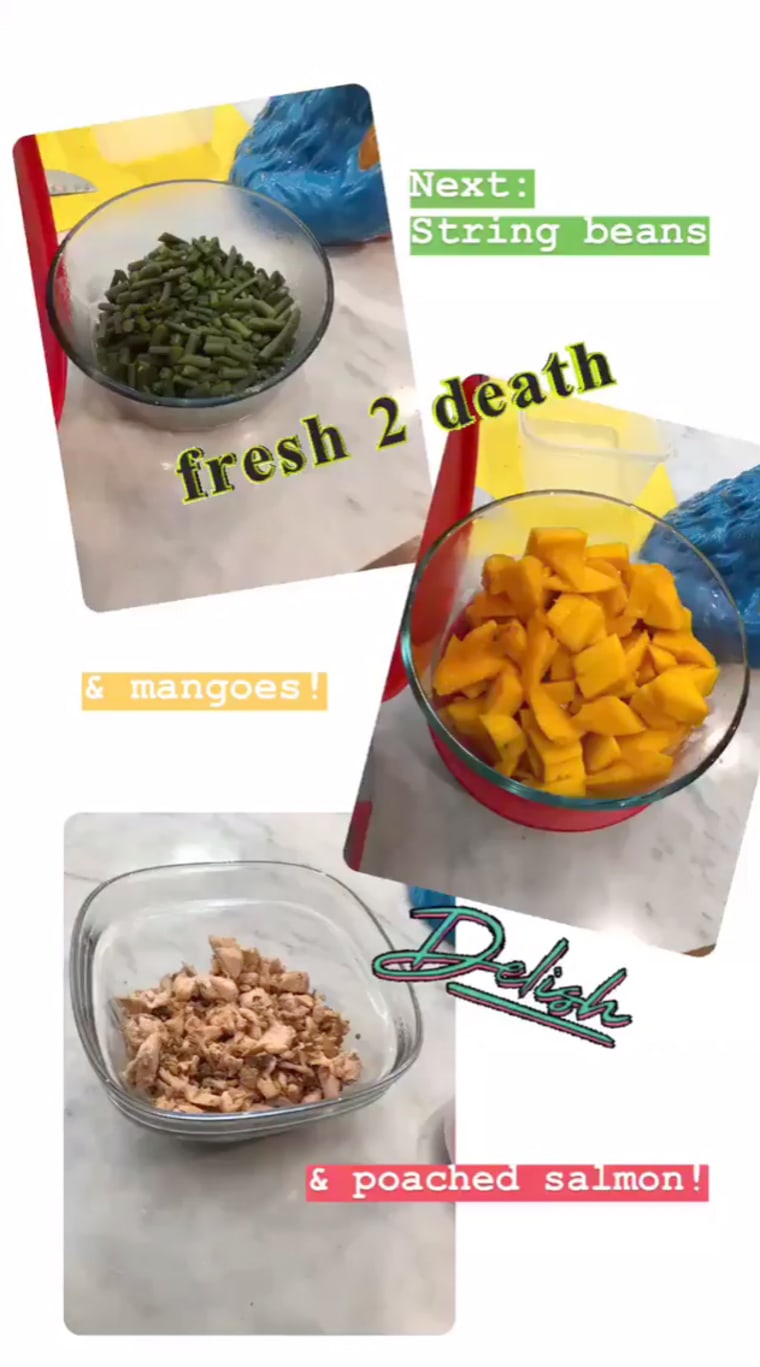 Mindy Kaling's homemade baby food preparation