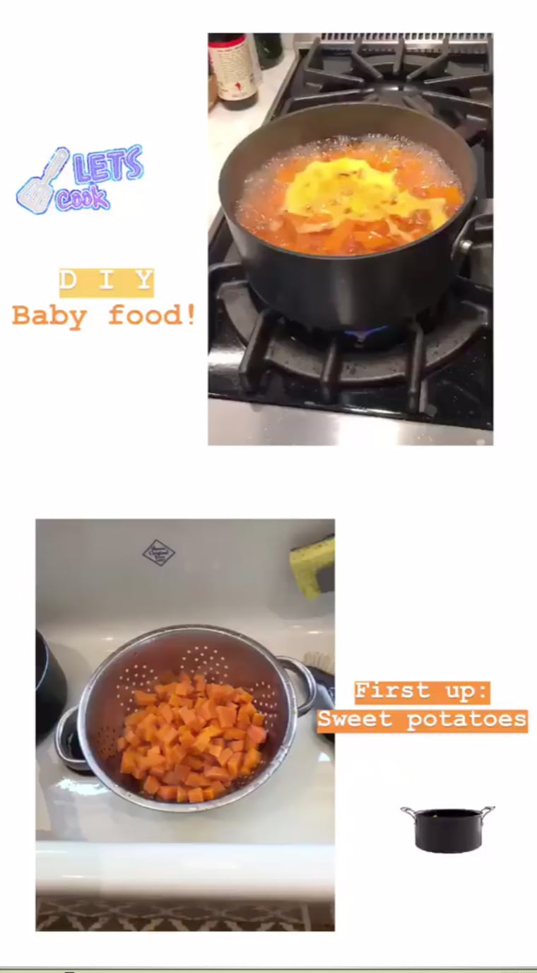 Mindy Kaling's homemade baby food preparation