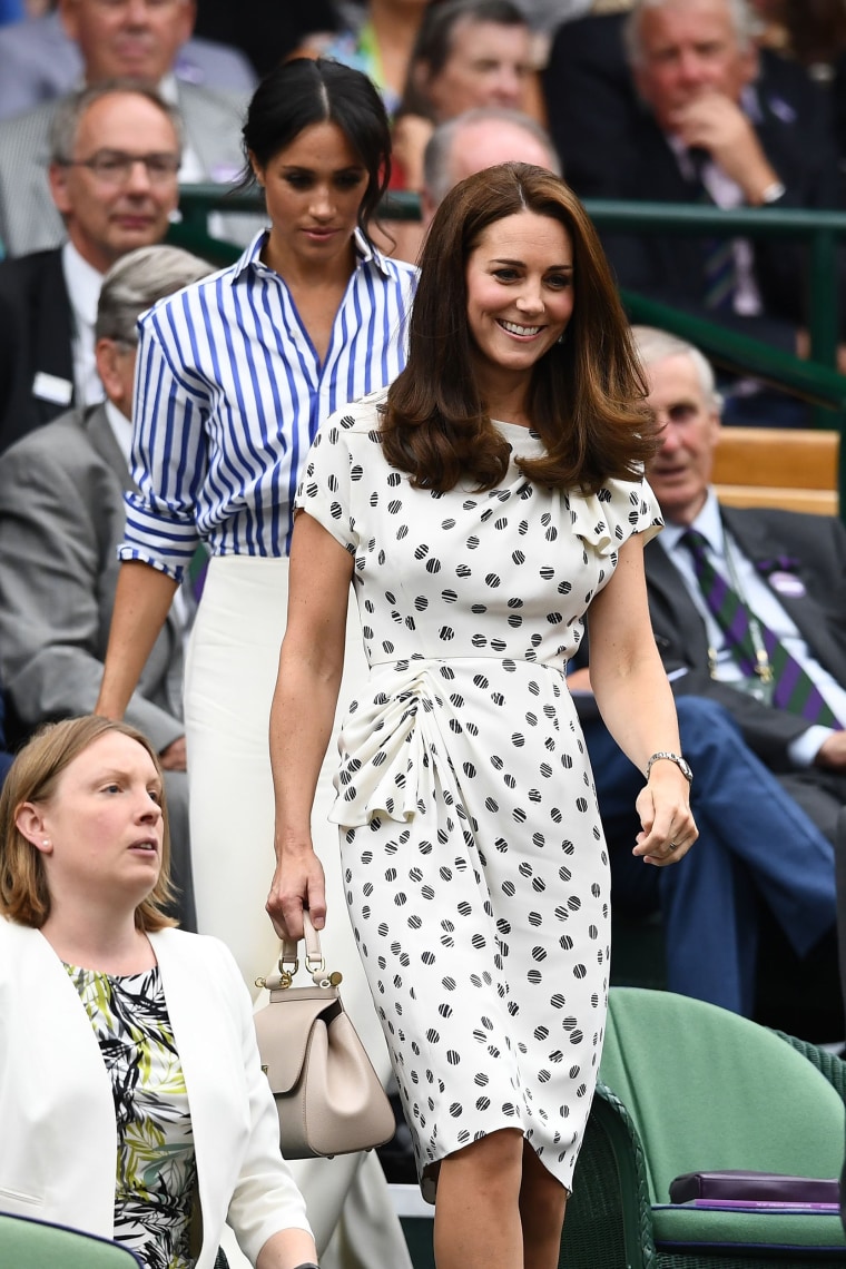 Catherine Duchess of Cambridge and Meghan Duchess of Sussex at Wimbledon 2018