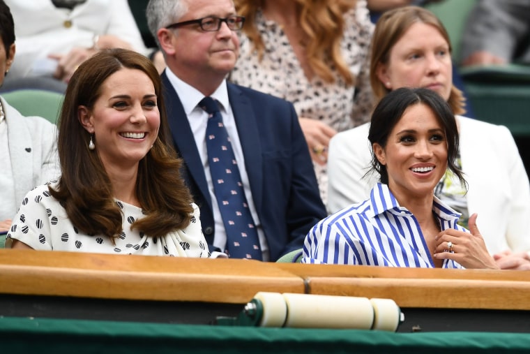 Catherine Duchess of Cambridge and Meghan Duchess of Sussex at Wimbledon 2018