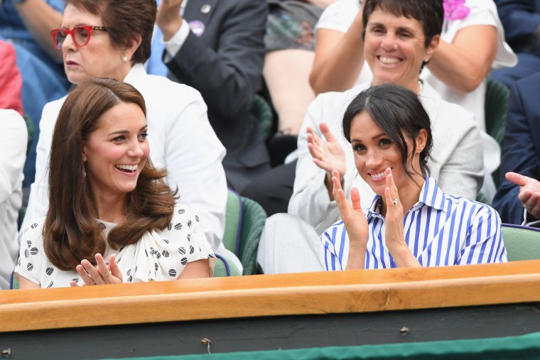 Catherine Duchess of Cambridge and Meghan Duchess of Sussex at Wimbledon 2018