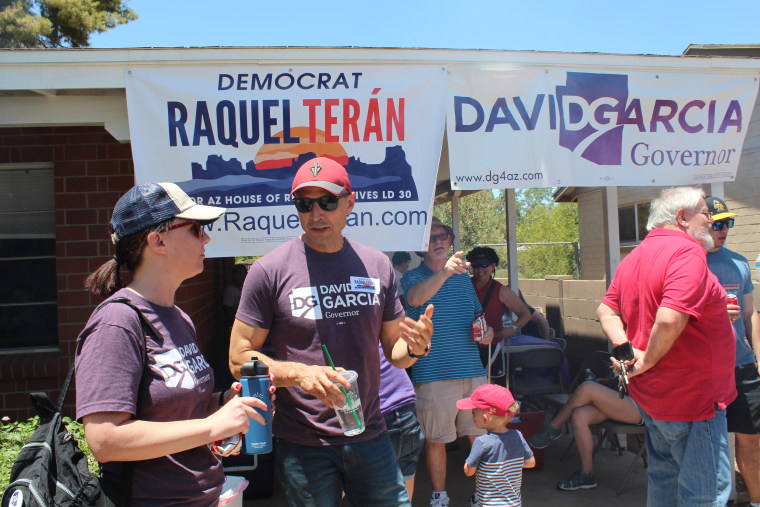 Candidate David Garcia at a canvassing event in Arizona.