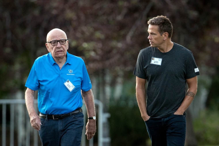 Image: Rupert Murdoch, executive chairman of News Corp and chairman of Fox News, and Lachlan Murdoch, co-chairman of 21st Century Fox