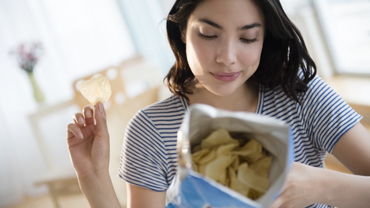 Potato chips, air, bag