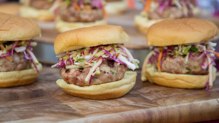 Al Roker's Pork and Turkey Burger with Asian Slaw + Matt Abdoo's Pig Beach Burger with Quick Pickles