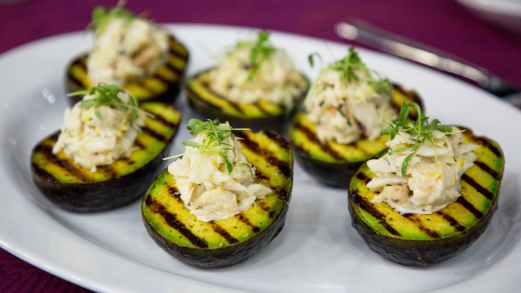 Mark Jeffers' Grilled Avocado Stuffed with Crab + Grilled Salmon Burger
