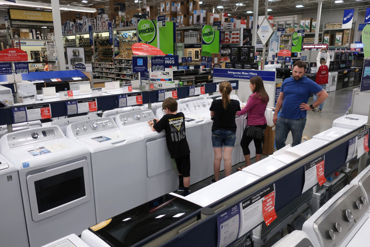 A family shops for washing machines in East Rutherford, New Jersey.
