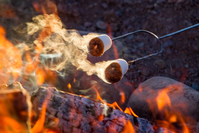 roasting marshmallows over the campfire