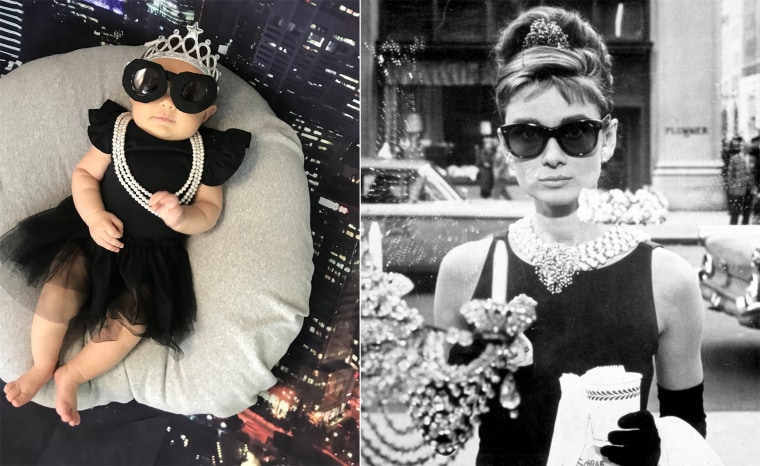 Baby Liberty as British model, actress and humanitarian Audrey Hepburn.