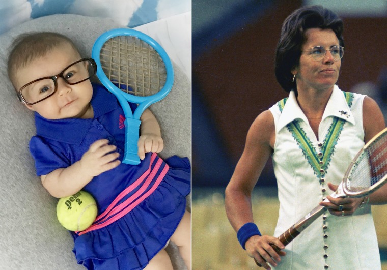 Baby Liberty dressed up as Billie Jean King, a former American professional tennis player.