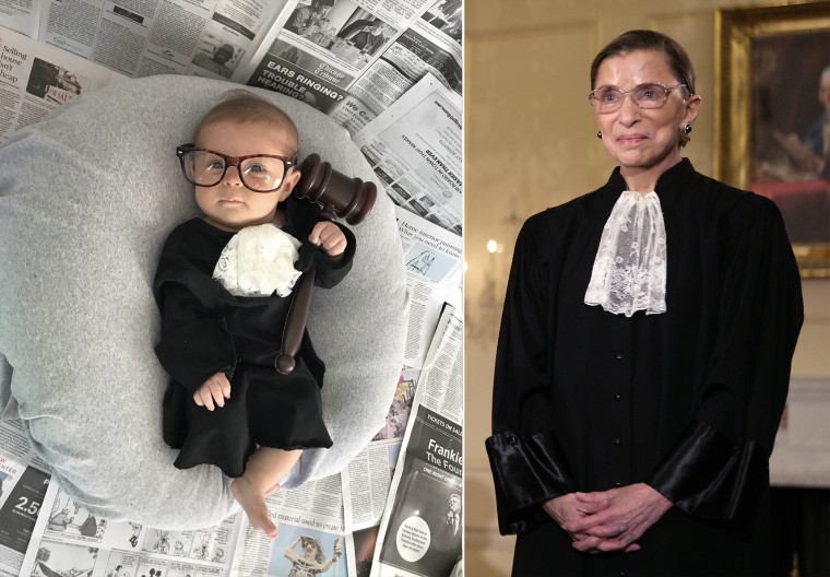 Baby Liberty dressed as Supreme Court justice Ruth Bader Ginsburg.