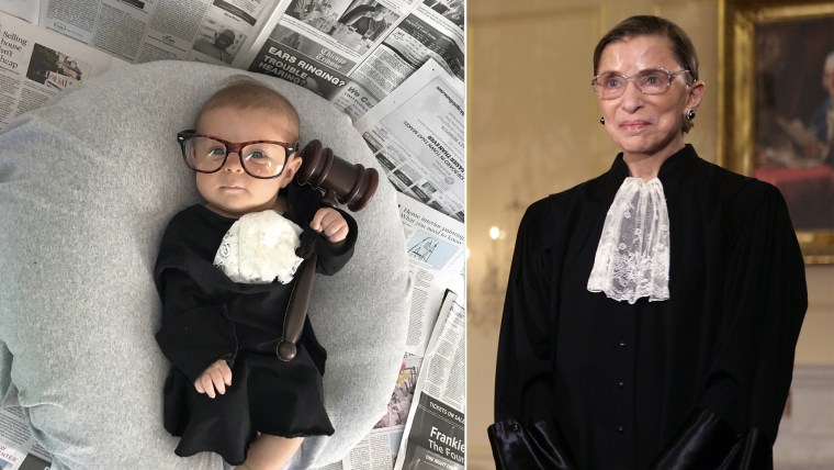 Baby Liberty dressed as Supreme Court justice Ruth Bader Ginsburg.