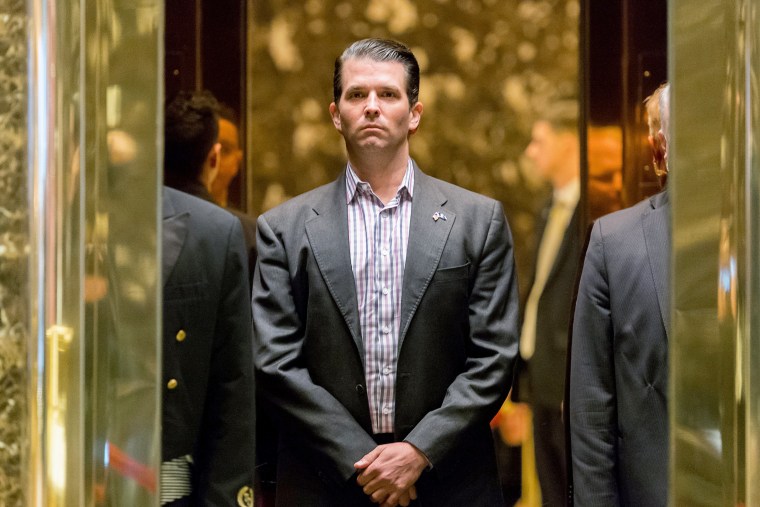 Image: Donald Trump Jr. stands in an elevator at Trump Tower in New York, Jan. 18, 2017.