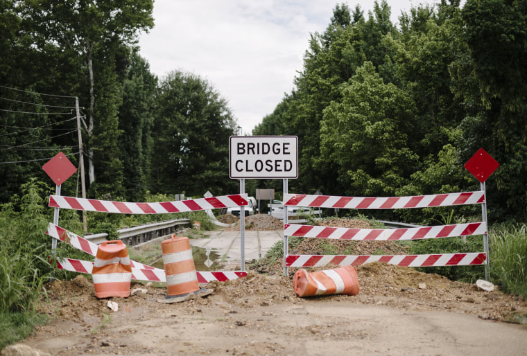 Image: A bridge closure near the Western Hills neighborhood in Jackson