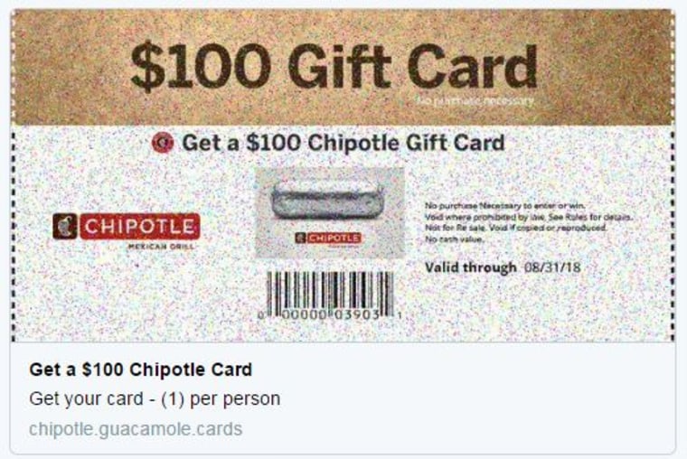 Chipotle $100 gift card scam