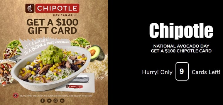 Chipotle $100 gift card scam